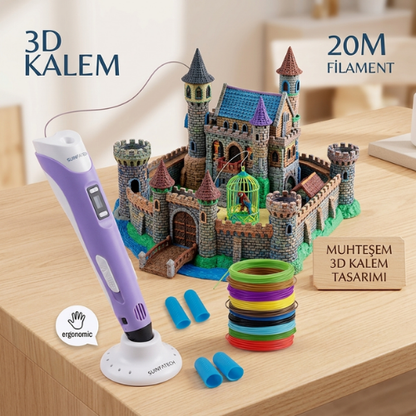 Çok Renkli  3D Kalem (+25 Metre Flament)
