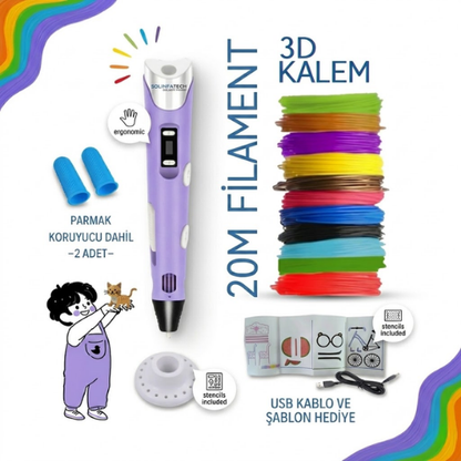 Çok Renkli  3D Kalem (+25 Metre Flament)
