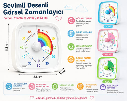 Markevar Gece Işıklı Görsel Zamanlayıcı Timer
