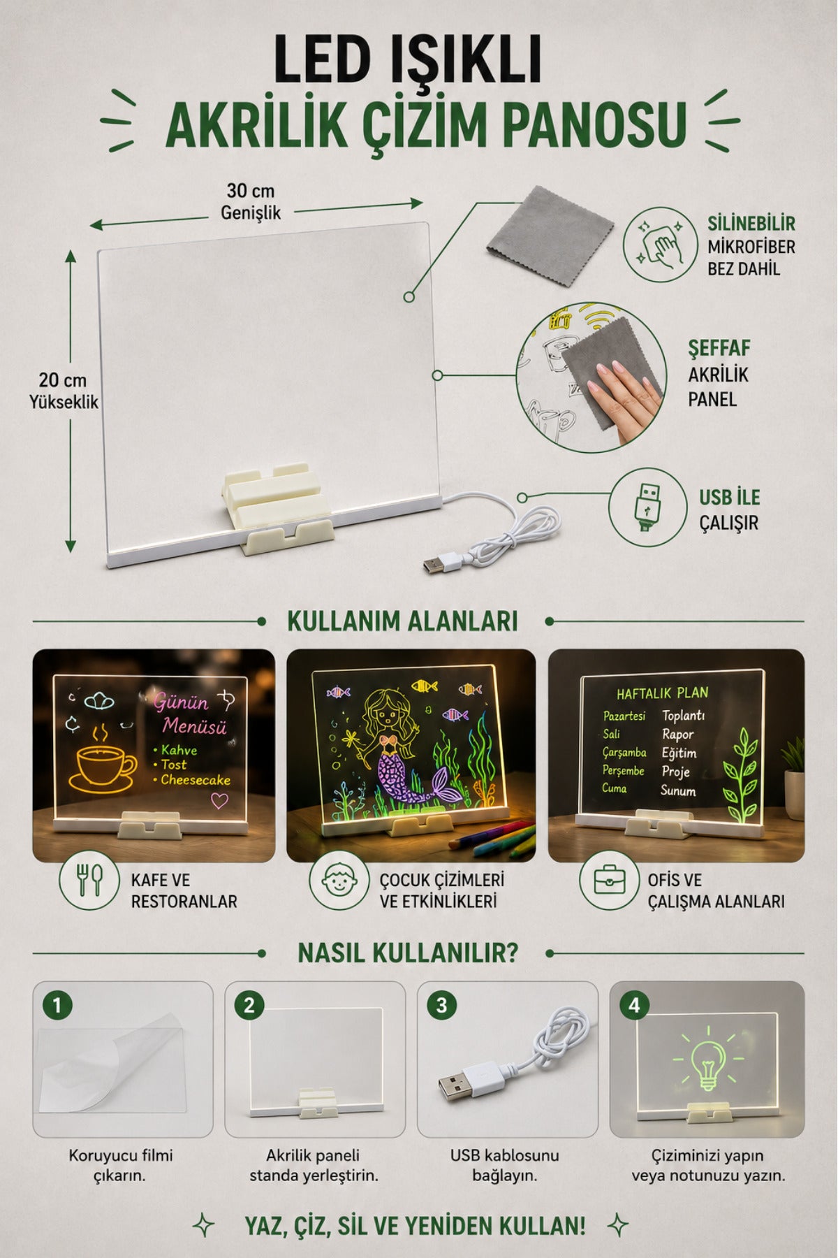 Markevar™ Işıklı Çizim Panosu